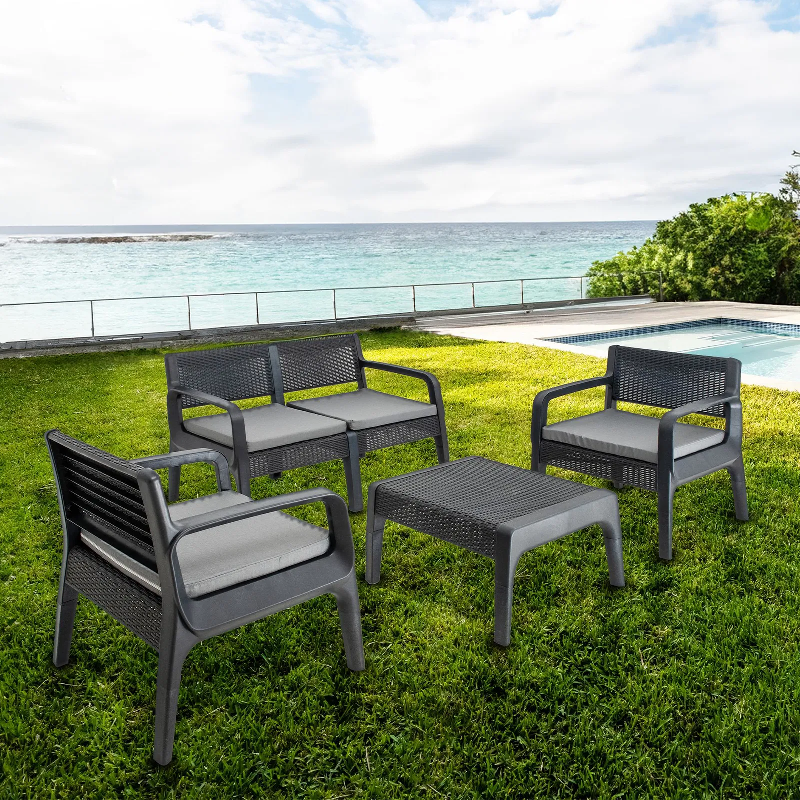  - Mandella Latte Plastik Oturma Grubu